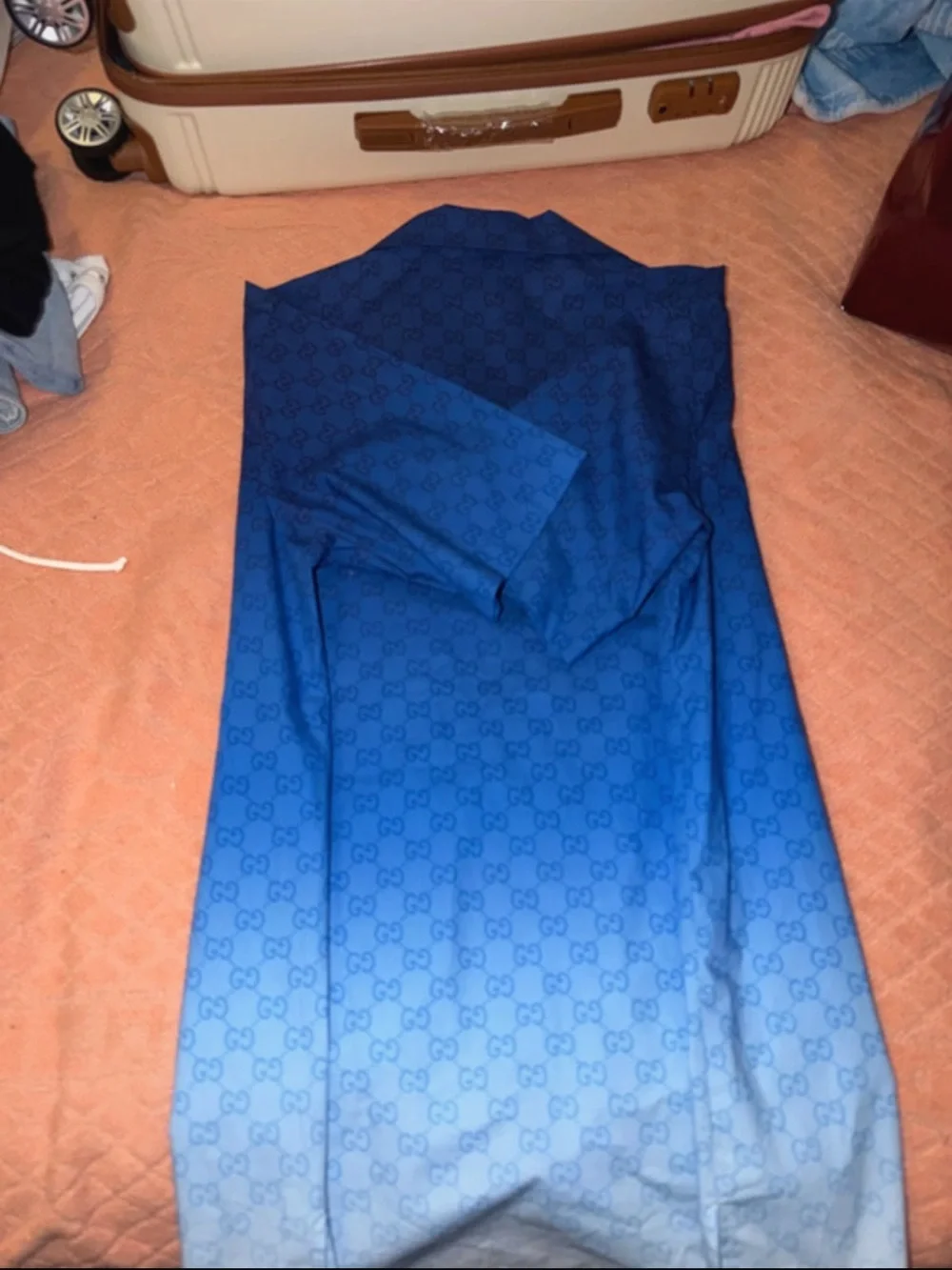 Gucci Men's Blue GG Monogram Casual Shirt